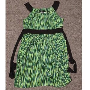 AGB Dress Green Sheath Sleeveless Casual Dress with Belt Size‎ L